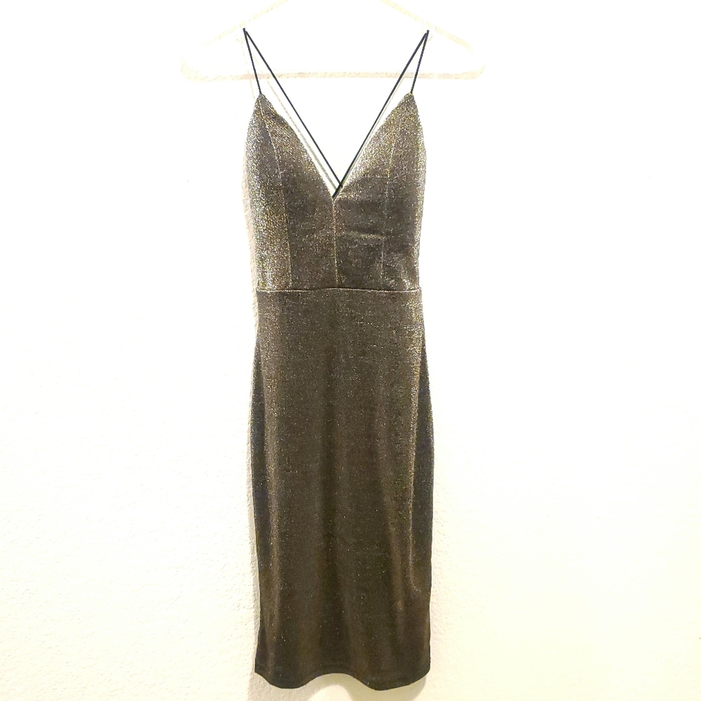 Windsor Bronze Shimmery Plunge dress
